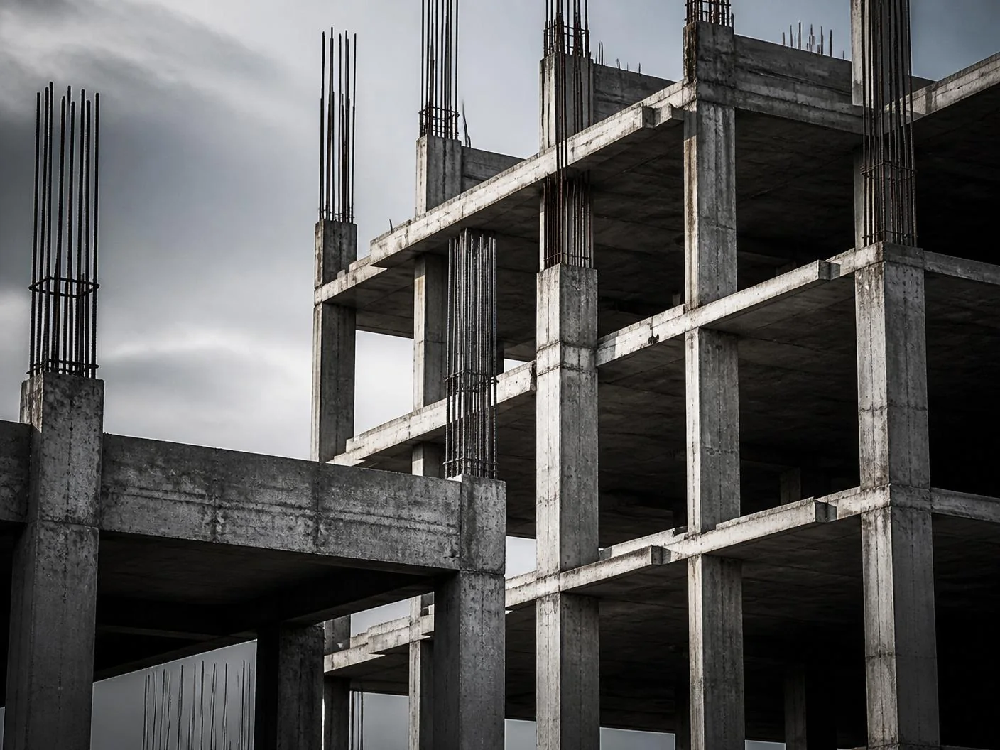 Active construction site — grey structure