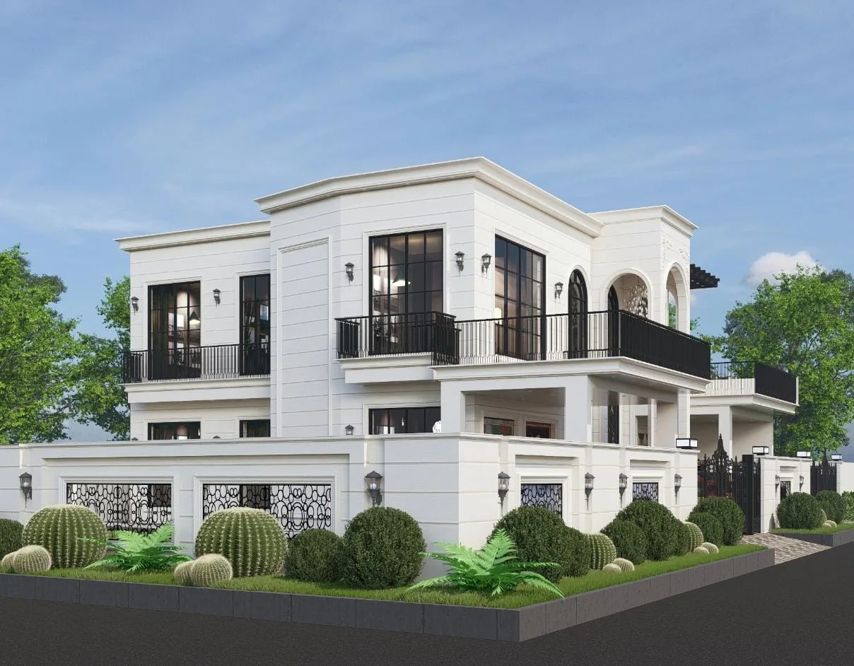 Ongoing luxury villa — corner perspective